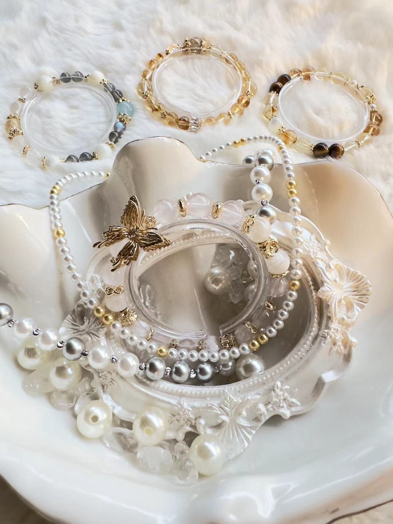 Pure Love - Rose&Snowflake Phantom Quartz Bracelet